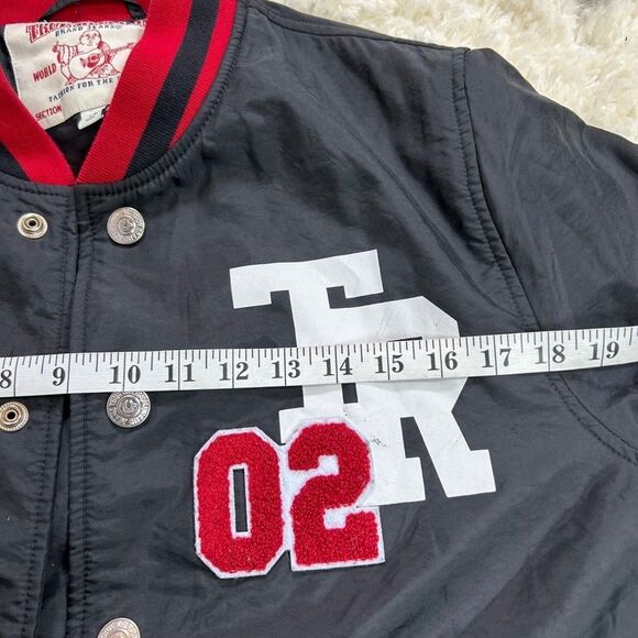 True Religion Black Varsity Jacket with Red and White Details - Picture 7 of 8